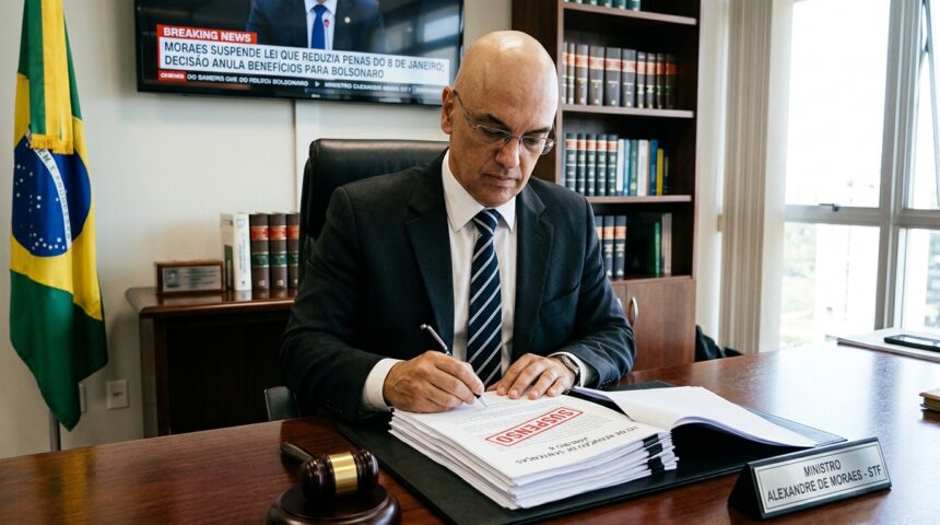 Moraes Suspende Lei da Dosimetria que Reduzia Penas do 8 de Janeiro e Beneficiava Bolsonaro